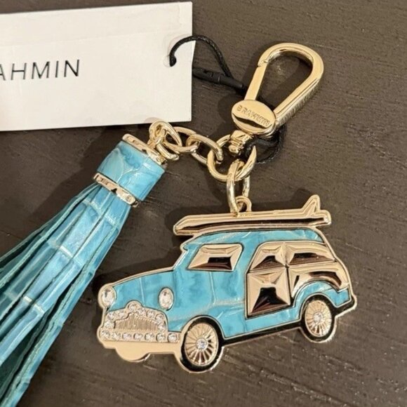 $125 Brahmin Melbourne Copa Car Tassel Bag Charm Key Fob Mermaid Green NWT! - Picture 3 of 11